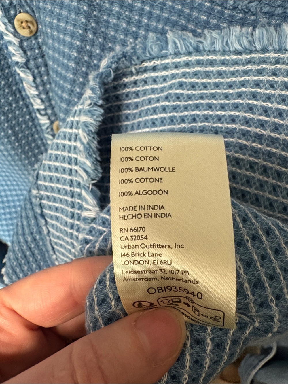 We the free beach bonfire shirt Light Blue Waffle-Textured Long-Sleeve Shirt - Picture 10 of 11